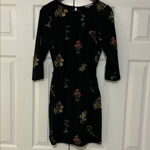 H&M Black Long Sleeve Floral Sheath Dress